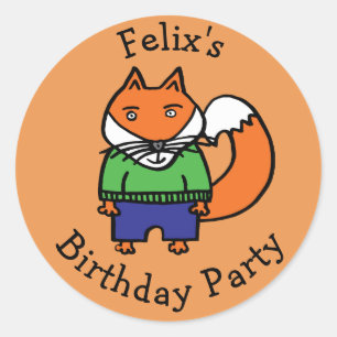 Pegatina Redonda Fiesta de cumpleaños personalizada de Felix el Zor