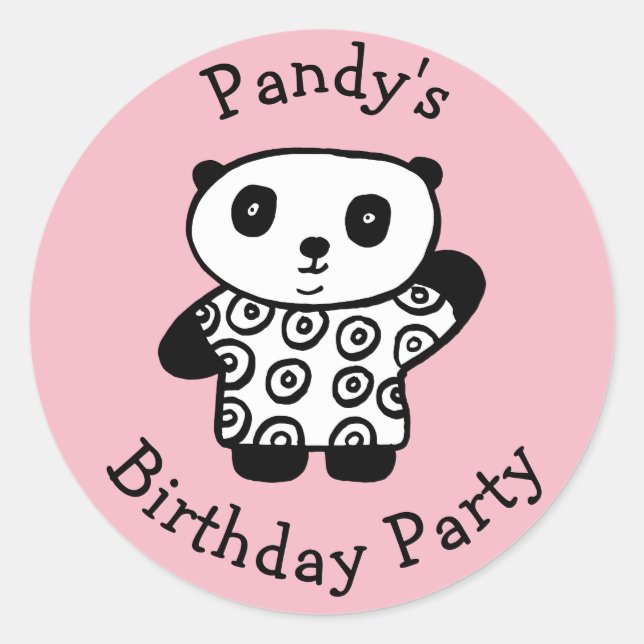 Pegatina Redonda Fiesta de Cumpleaños Personalizada de Pandy el Pan (Anverso)