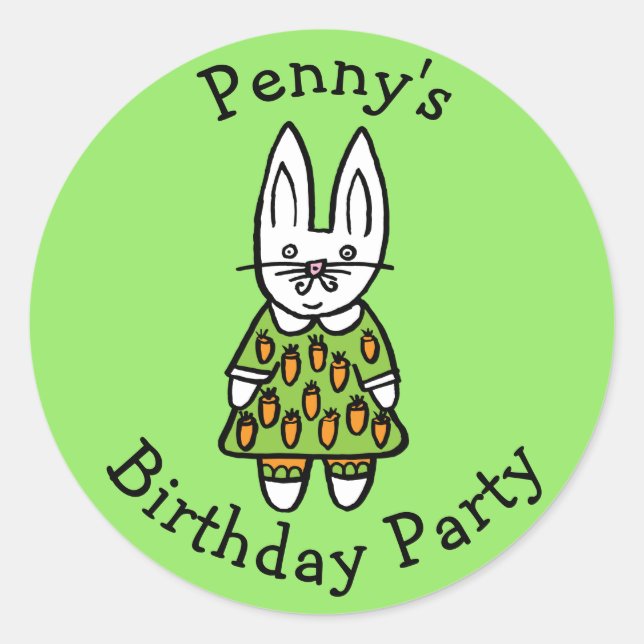 Pegatina Redonda Fiesta de cumpleaños personalizada de Penny la con (Anverso)