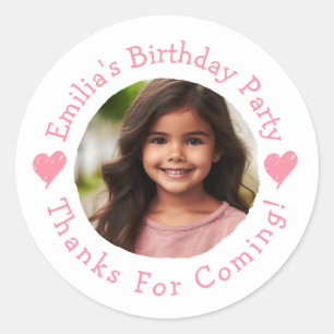 Pegatina Redonda Fiesta de Cumpleaños personalizado Gracias Por Fav