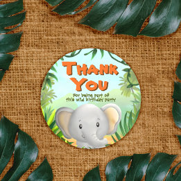 Pegatina Redonda Fiesta de cumpleaños Safari - Elaphant