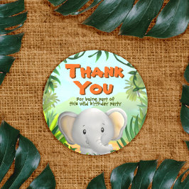 Pegatina Redonda Fiesta de cumpleaños Safari - Elaphant