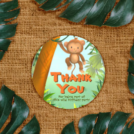 Pegatina Redonda Fiesta de cumpleaños Safari - Mono
