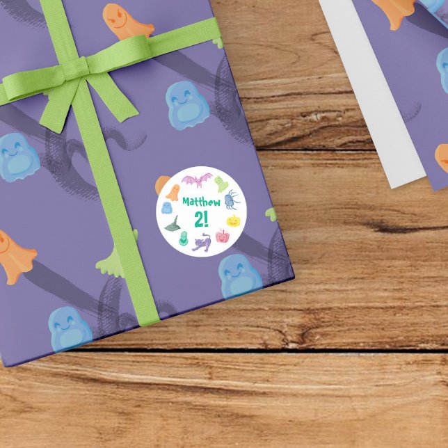 Pegatina Redonda fiesta de cumpleaños temática de Halloween (Subido por el creador)