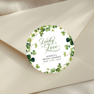 Pegatina Redonda Fiesta de Despedida de Soltera Afortunada en el Am