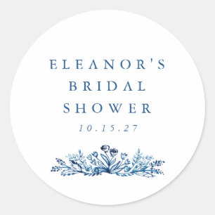 Pegatina Redonda Fiesta de Despedida de Soltera Botánica con Tinta 