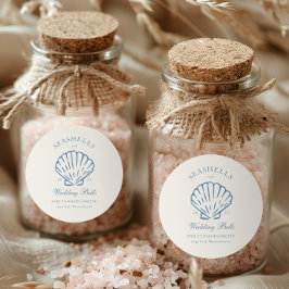 Pegatina Redonda Fiesta de Despedida de Soltera con Conchas y Campa