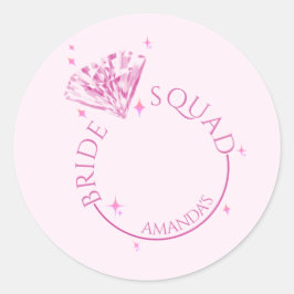 Pegatina Redonda Fiesta de Despedida de Soltera con Diamantes Pink 