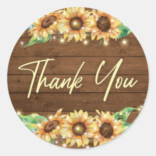 Pegatina Redonda Fiesta de Despedida de Soltera con Girasoles Rústi