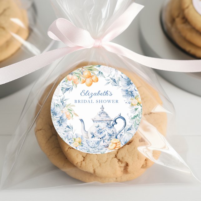 Pegatina Redonda Fiesta de Despedida de Soltera con Té de Acuarela (Subido por el creador)