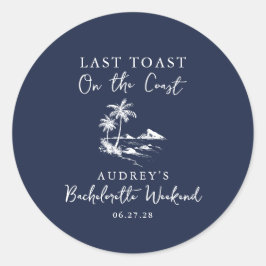 Pegatina Redonda Fiesta de Despedida de Soltera Costera