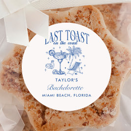 Pegatina Redonda Fiesta de Despedida de Soltera Costera Cóctel Mode