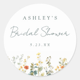 Pegatina Redonda Fiesta de Despedida de Soltera de Flor Silvestre