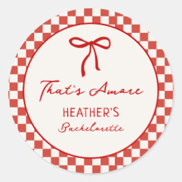 Pegatina Redonda Fiesta de Despedida de Soltera de Pizza Italiana T