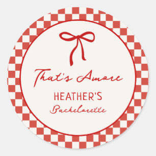 Pegatina Redonda Fiesta de Despedida de Soltera de Pizza Italiana T