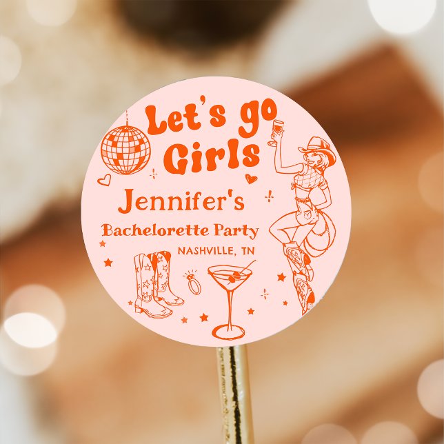 Pegatina Redonda Fiesta de Despedida de Soltera de Vaquera Disco Na (Subido por el creador)