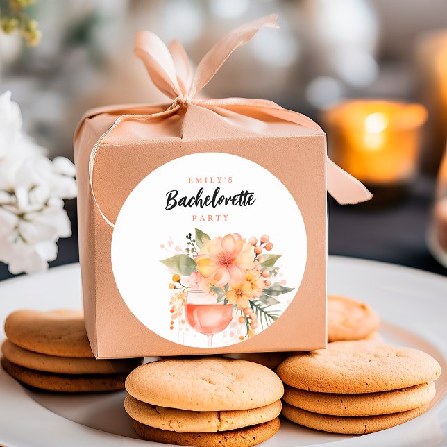 Pegatina Redonda Fiesta de Despedida de Soltera Floral Aperol Sprit (Subido por el creador)