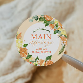 Pegatina Redonda Fiesta de Despedida de Soltera Main Squeeze Citrus