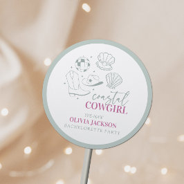 Pegatina Redonda Fiesta de Despedida de Soltera Moderna Náutica Cos