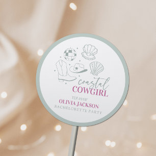 Pegatina Redonda Fiesta de Despedida de Soltera Moderna Náutica Cos