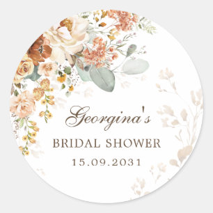 Pegatina Redonda Fiesta de Despedida de Soltera Otoño Boho Terracot