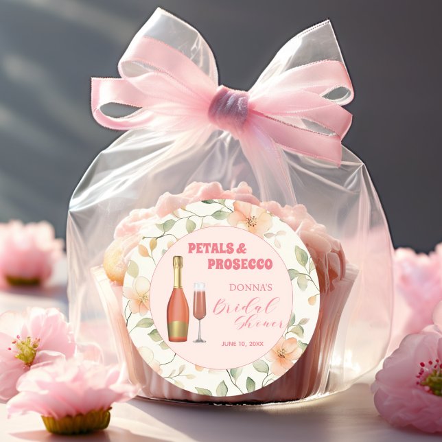 Pegatina Redonda Fiesta de Despedida de Soltera Pétalos y Prosecco  (Subido por el creador)