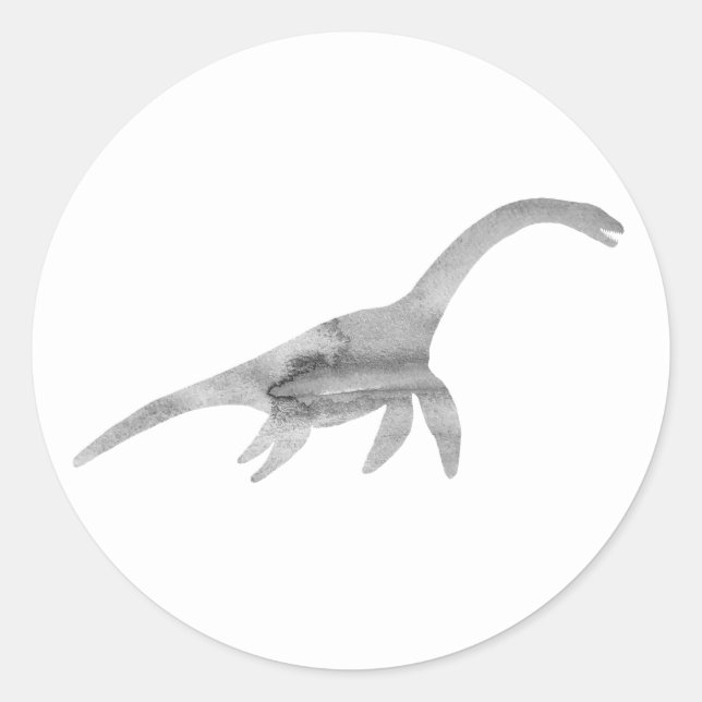 Pegatina Redonda Fiesta de Dinosaurios Plesiosaurio Gracias Pegatin (Anverso)