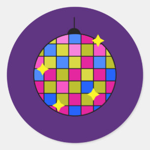 Pegatina Redonda Fiesta de discoteca Retro 70