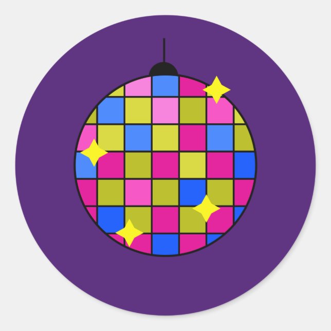 Pegatina Redonda Fiesta de discoteca Retro 70 (Anverso)