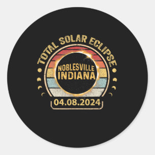 Pegatina Redonda Fiesta de eclipse solar total de Indiana 2024 Tota