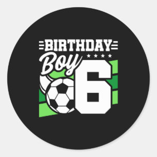 Pegatina Redonda Fiesta de fútbol para niños de 6 años cumpleaños n