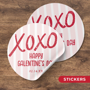 Pegatina Redonda Fiesta de Galentine's Day dibujada a mano XOXO