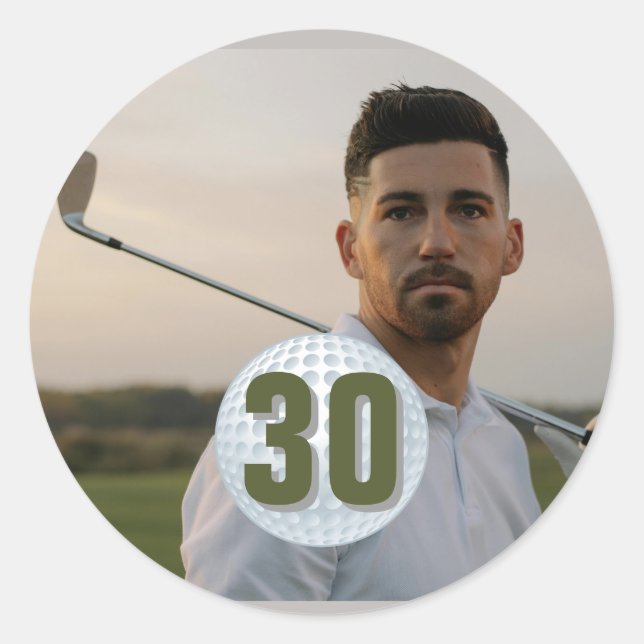 Pegatina Redonda Fiesta de golf de cumpleaños Diversión (Anverso)