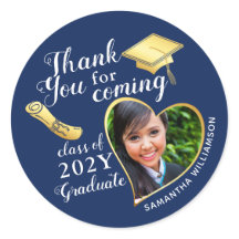 Fiesta de Graduación Azul Marino Blanco y Dorado A