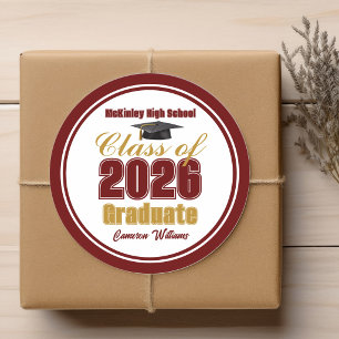 Pegatina Redonda Fiesta de Graduación de la Clase de 2026 en Burgun