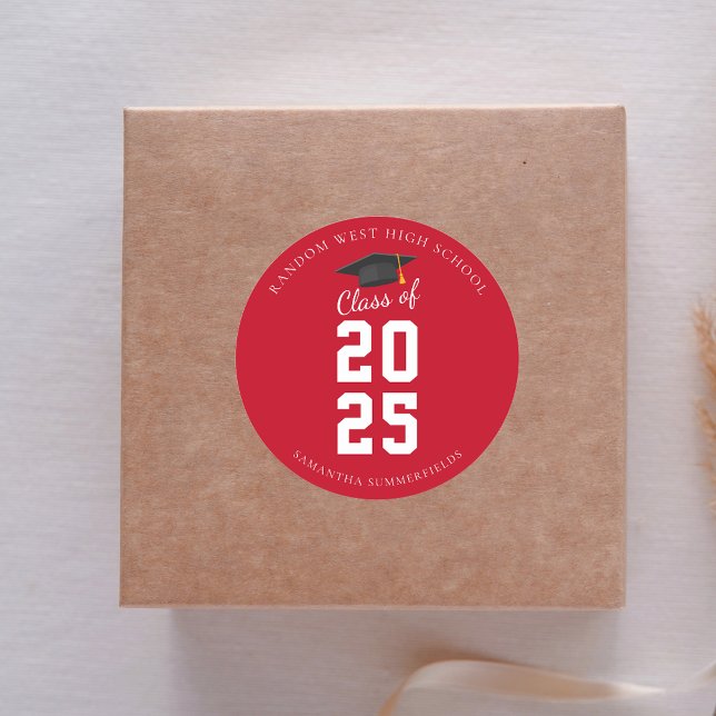 Pegatina Redonda Fiesta de Graduación Moderna Simple 2025 (Simple Modern Graduation 2025 Grad Party Classic Round Sticker)