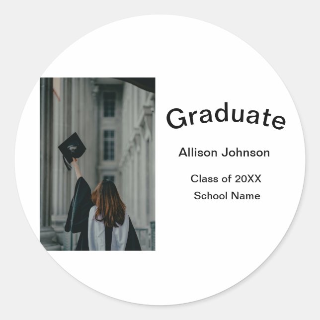 Pegatina Redonda fiesta de graduación simple y elegante de fotograf (Anverso)