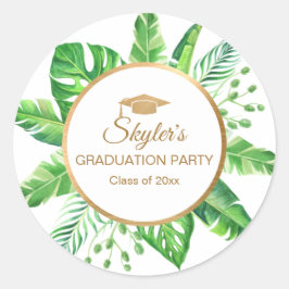 Pegatina Redonda Fiesta de graduación temática del oro de la vegeta