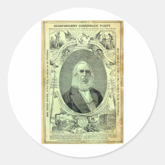 Pegatina Redonda fiesta de Greenback de 1876