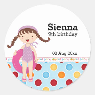 Pegatina Redonda Fiesta de grupo (Chica)