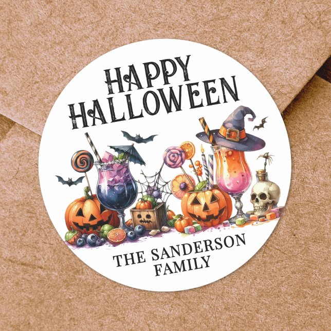 Pegatina Redonda Fiesta de Halloween (Halloween Party Classic Round Sticker)