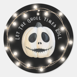 Pegatina Redonda Fiesta de Halloween Cara de calabaza gótica