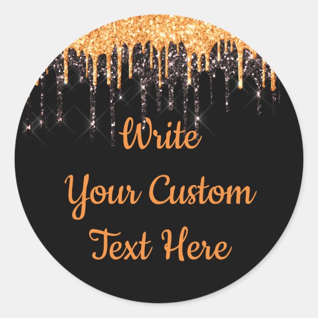 Pegatina Redonda Fiesta de Halloween Cumpleaños Favor Naranja Black