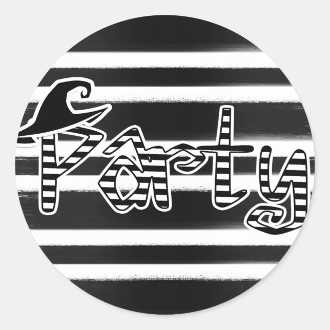 Pegatina Redonda Fiesta de Halloween de Bruja Negra y Blanca (Anverso)