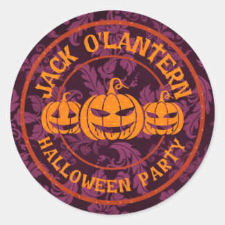 Pegatina Redonda Fiesta de Halloween de Jack O'Lantern
