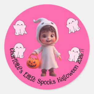 Pegatina Redonda Fiesta de Halloween de los Pequeños Hablantes para
