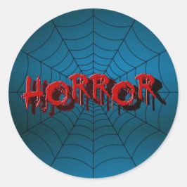 Pegatina Redonda Fiesta de Halloween Escándalo del horror rojo Arañ