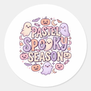 Pegatina Redonda Fiesta de Halloween Pastel Cute