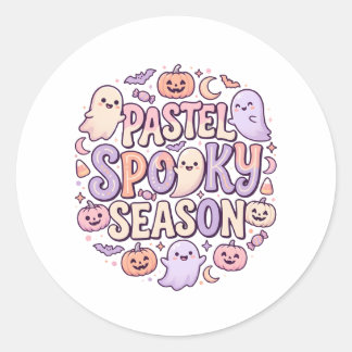 Pegatina Redonda Fiesta de Halloween Pastel Cute