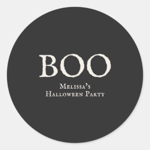 Pegatina Redonda Fiesta de Halloween Vintage Boo Negra